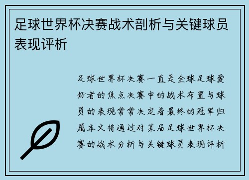足球世界杯决赛战术剖析与关键球员表现评析